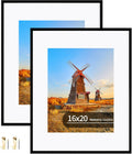 16x20 Metal Frames Set of 2 with 11x14 Mat - Slim Aluminum Poster