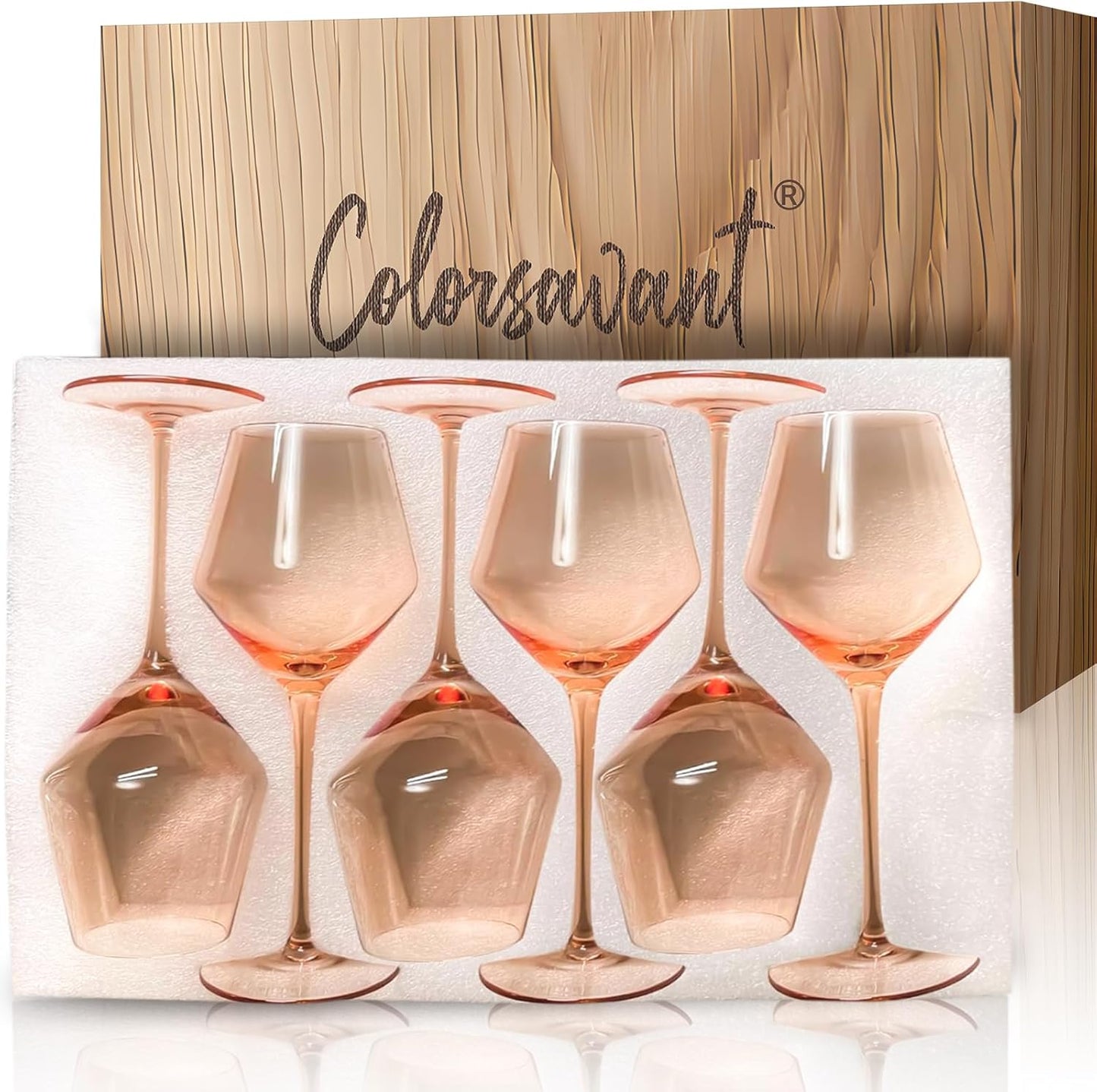 Light Peach Wine Glasses Set of 6 for Elegant Gatherings