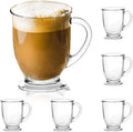 Set of 6 Clear Glass Coffee Mugs - Ideal for Various Hot Beverages