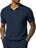 PJ PAUL JONES Mens Polo Shirts Regular Fit Textured V-Neck Knit