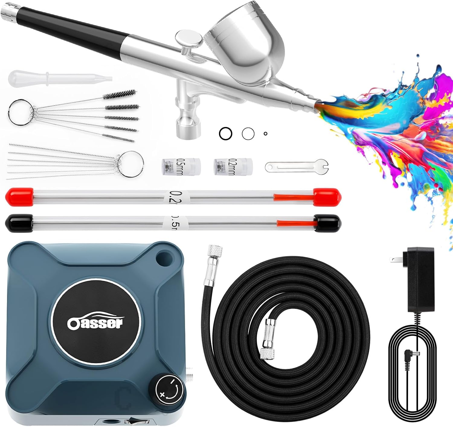 Oasser Airbrush Kit with Compressor for Makeup and Crafts