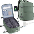 Vacuum Travel Backpack for Women & Men Dark Green - Compresses to Save