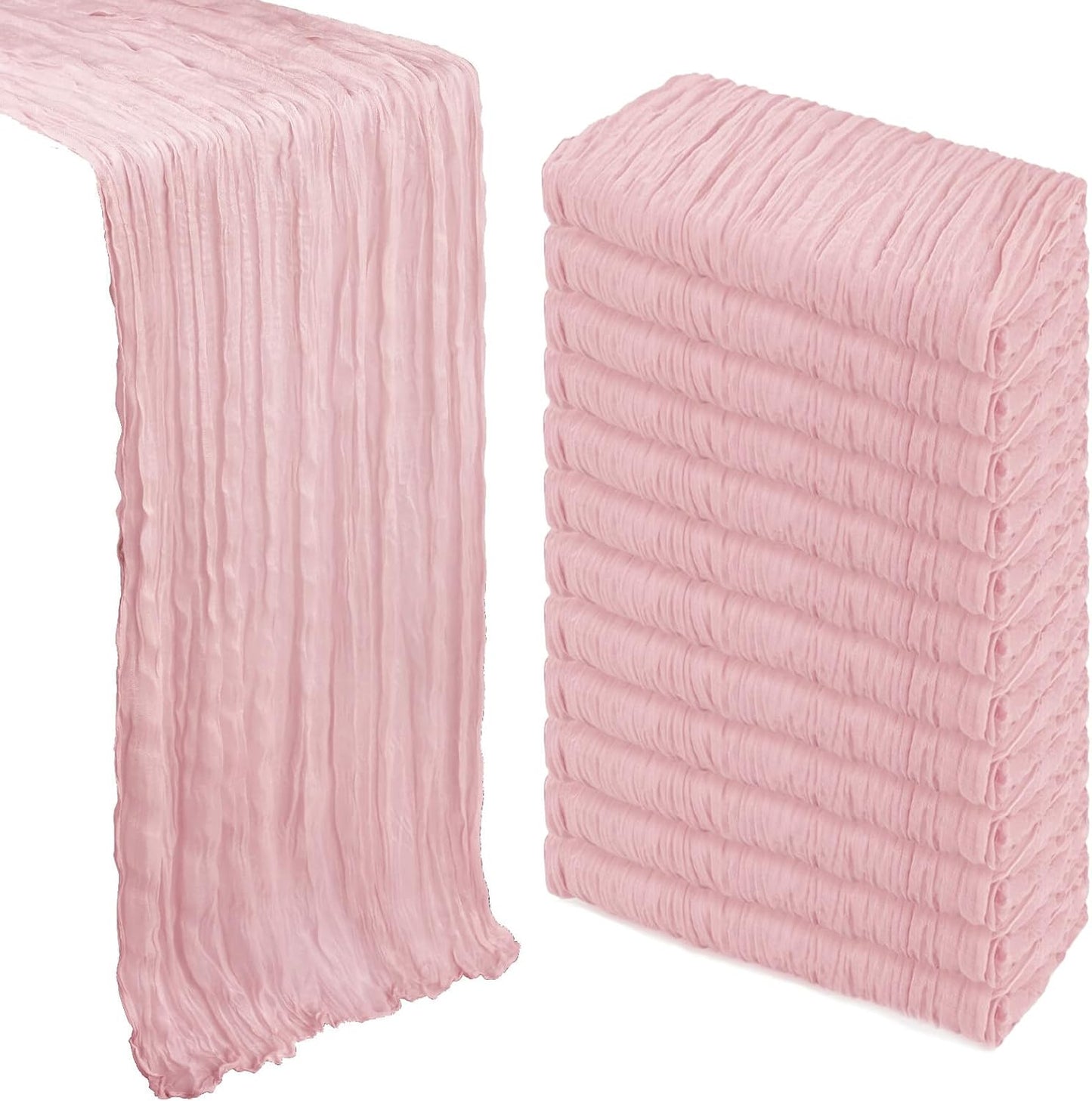 Dusty Pink Cheesecloth Table Runner Set for Elegant Decor