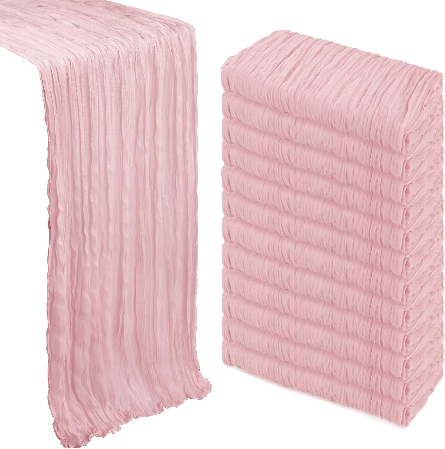 Dusty Pink Cheesecloth Table Runner Set for Elegant Decor