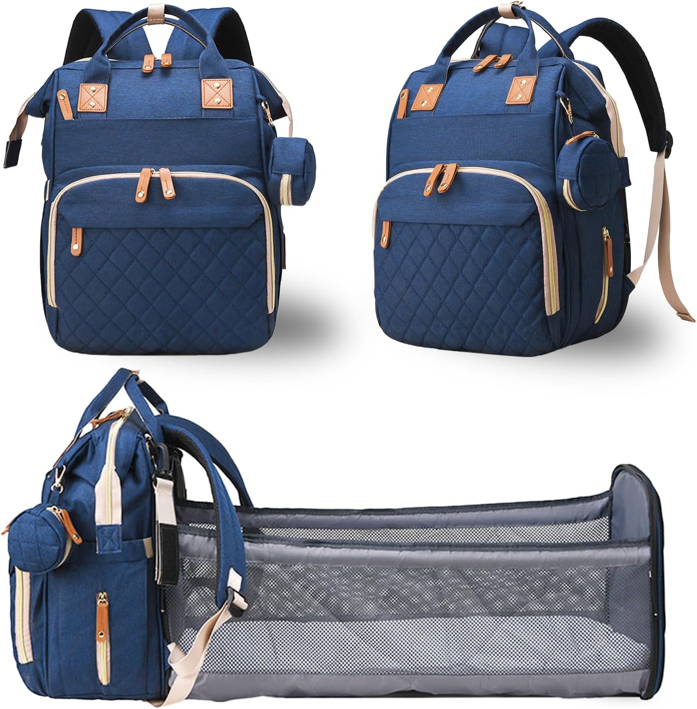 Diaper Bag with Changing Station, Waterproof 3 in 1 Baby Backpack