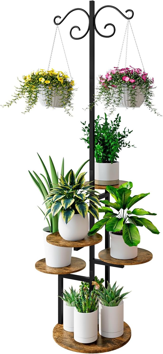 5 Tier Plant Stand Indoor with Hook for Potted Plants Display