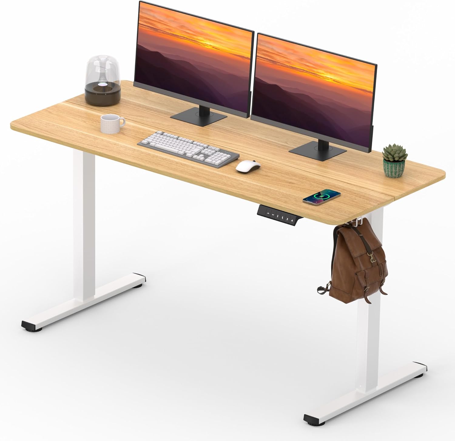 FitStand Memory Preset Desk - Splice Maple Top