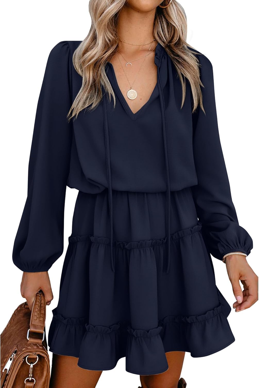BTFBM Long Sleeve Fall Dresses for Women - Stylish Mini Dress