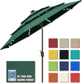 9ft 3-Tier Solar Patio Umbrella Forest Green - 80 LED Lights