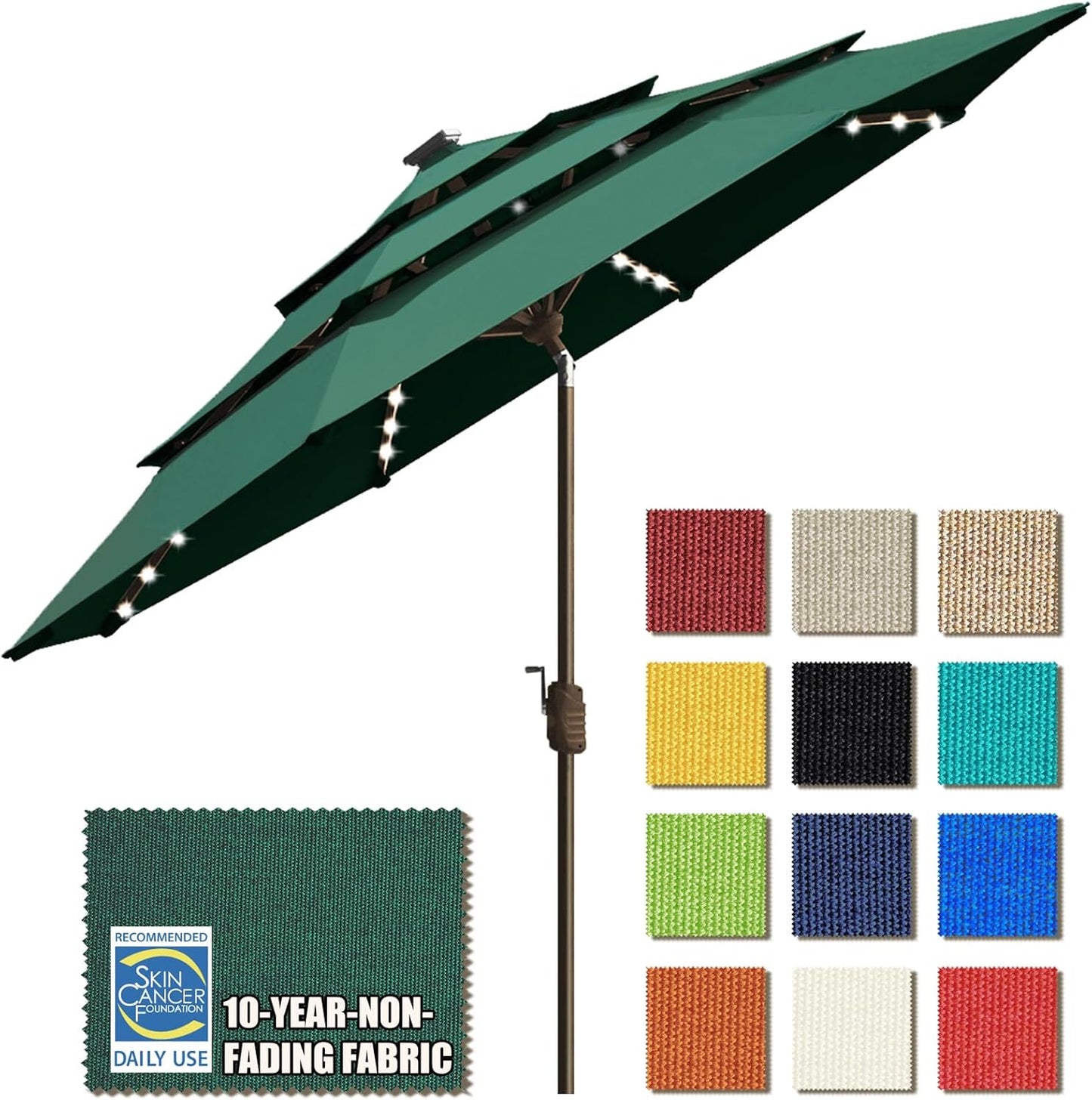 EliteShade 9ft Solar Market Umbrella with 80 LED Lights
