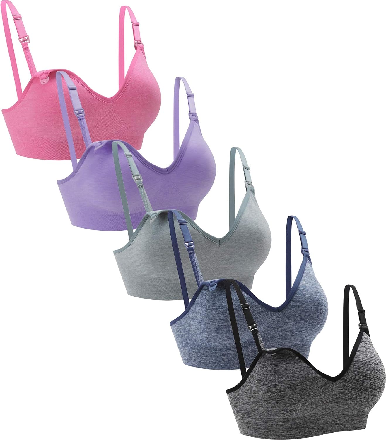 Suekaphin Nursing Bra 5pack Wireless V Neck Maternity Bralette