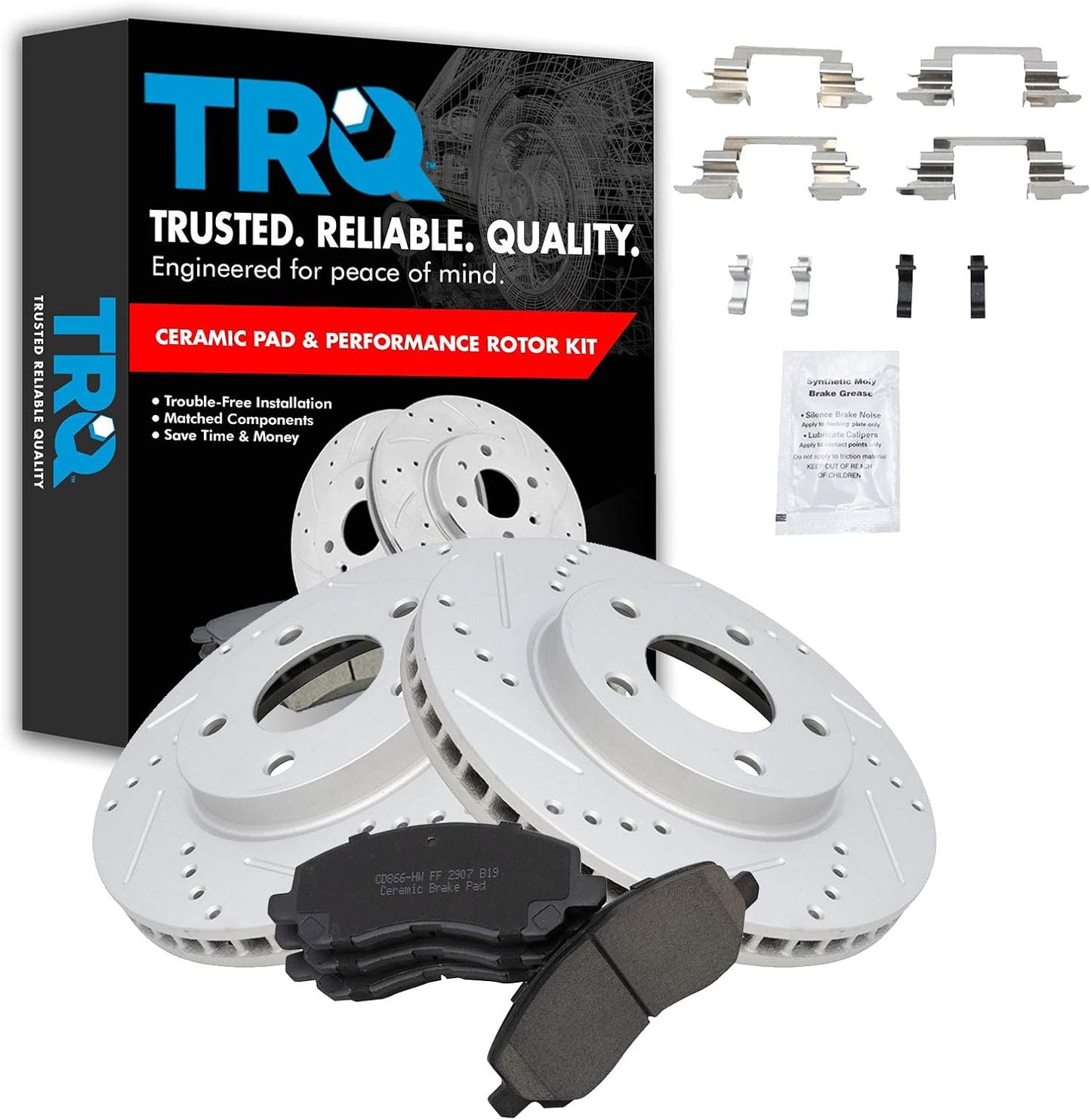 TRQ Front Performance Brake Pad & Rotor Kit for Dodge Caliber