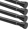 Tension Curtain Rod 28 to 51 in - Adjustable Spring Rods, Black