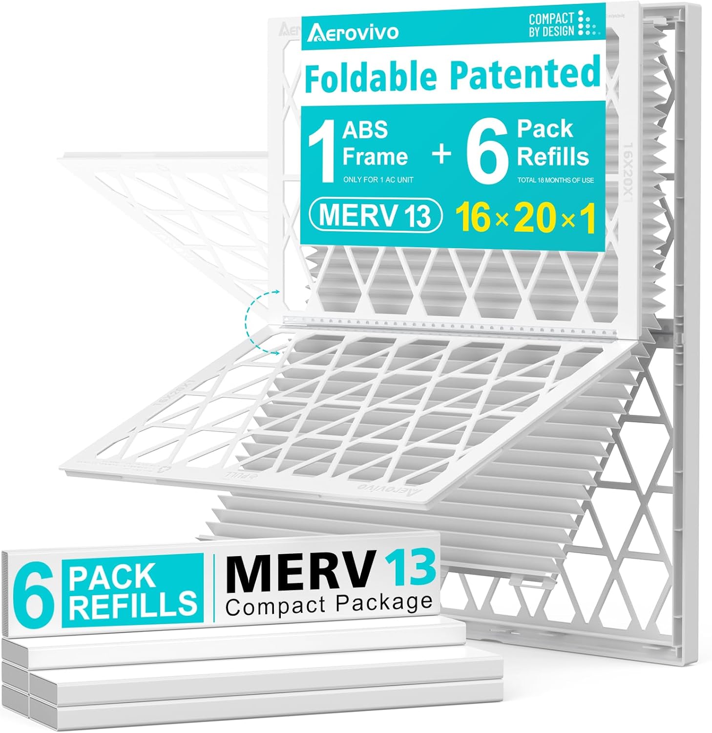 16x20x1 Refillable Air Filter Kit with MERV 13 Rating
