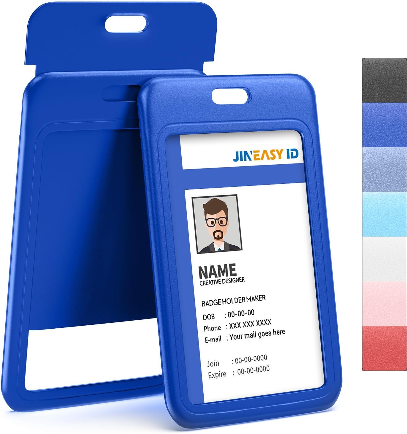Heavy Duty Blue ID Badge Holders - 50 Pack for Events