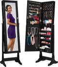 Freestanding Jewelry Armoire Cabinet Full Length Mirror - Lockable
