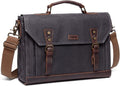 Messenger Bag for Men Vintage Canvas Leather Laptop Satchel - Durable
