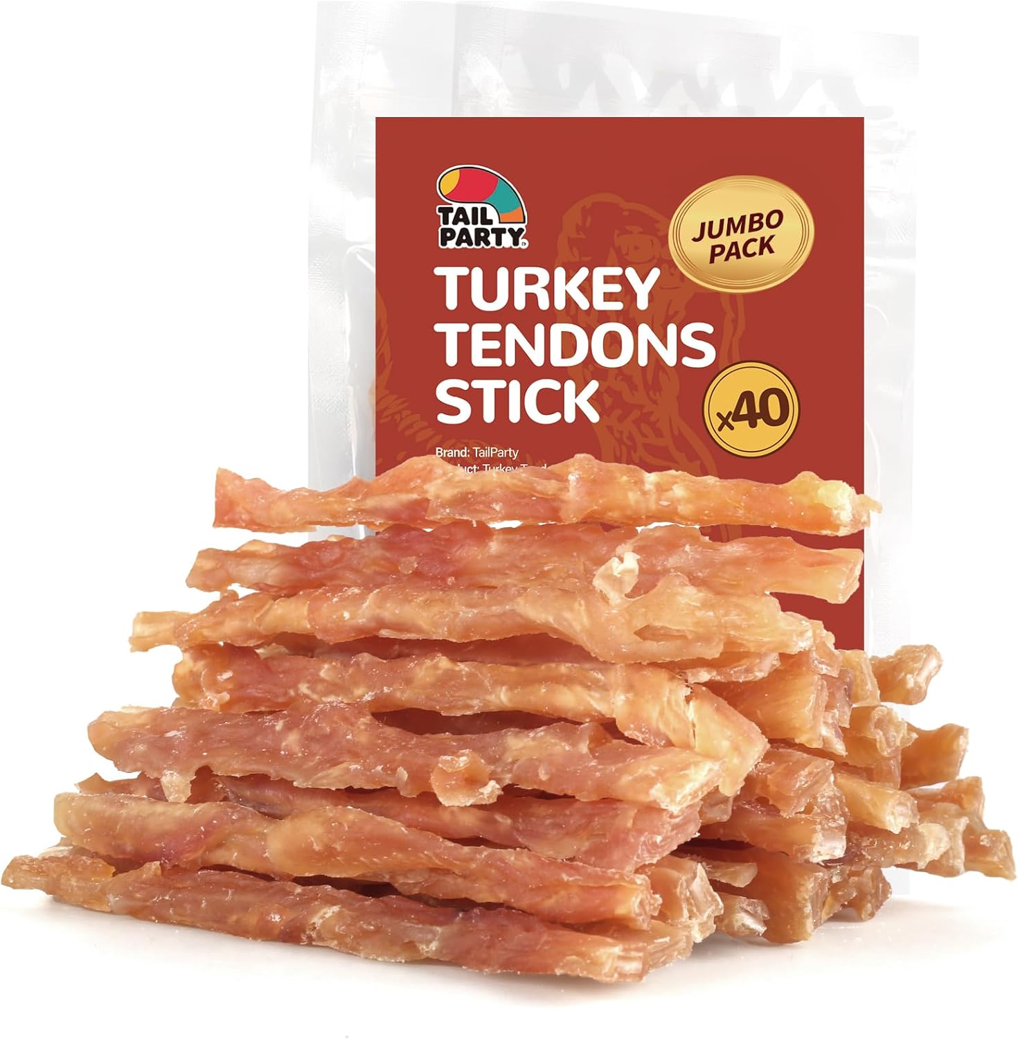 TailParty Turkey Tendons for Dogs - Natural High-Protein Treats