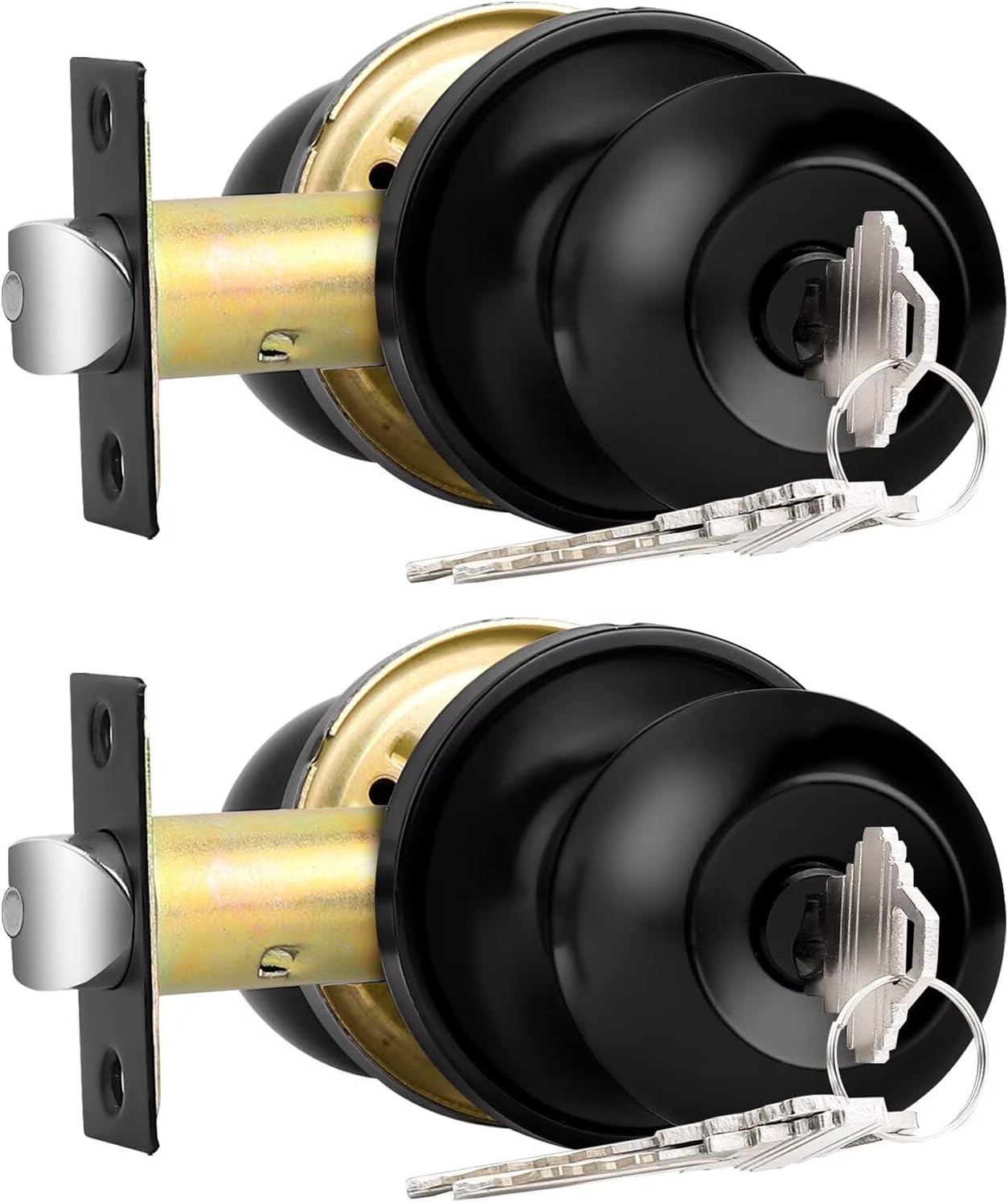 Probrico 2 Pack Black Entry Door Knobs for Security and Style
