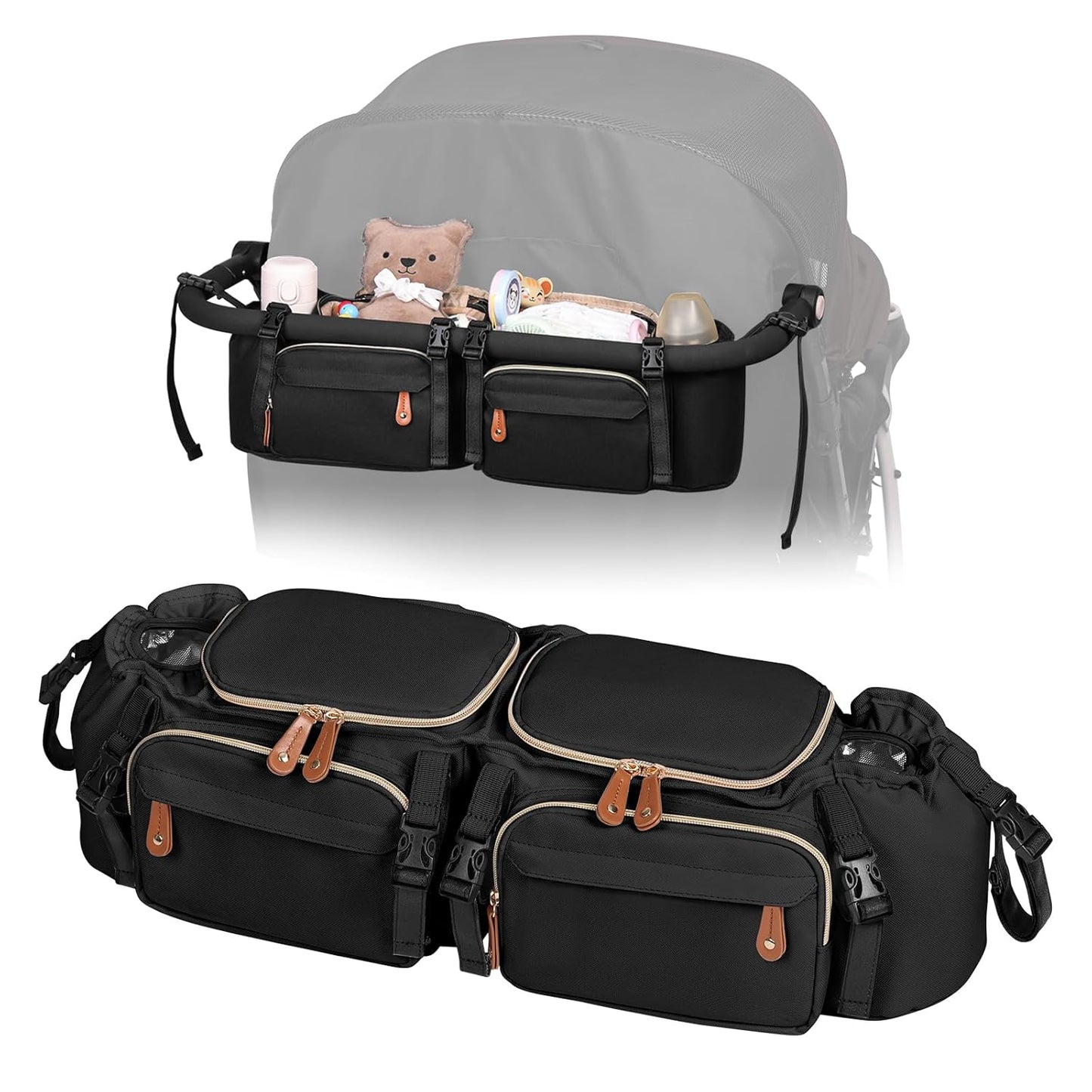 Double Stroller Organizer for Bob Duallie and Baby Jogger