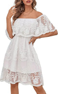 HOYISHION Women's Off The Shoulder Floral Lace Maxi Dress