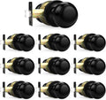 Probrico Black Door Knobs Keyless Flat Ball Passage Set - Matte Black