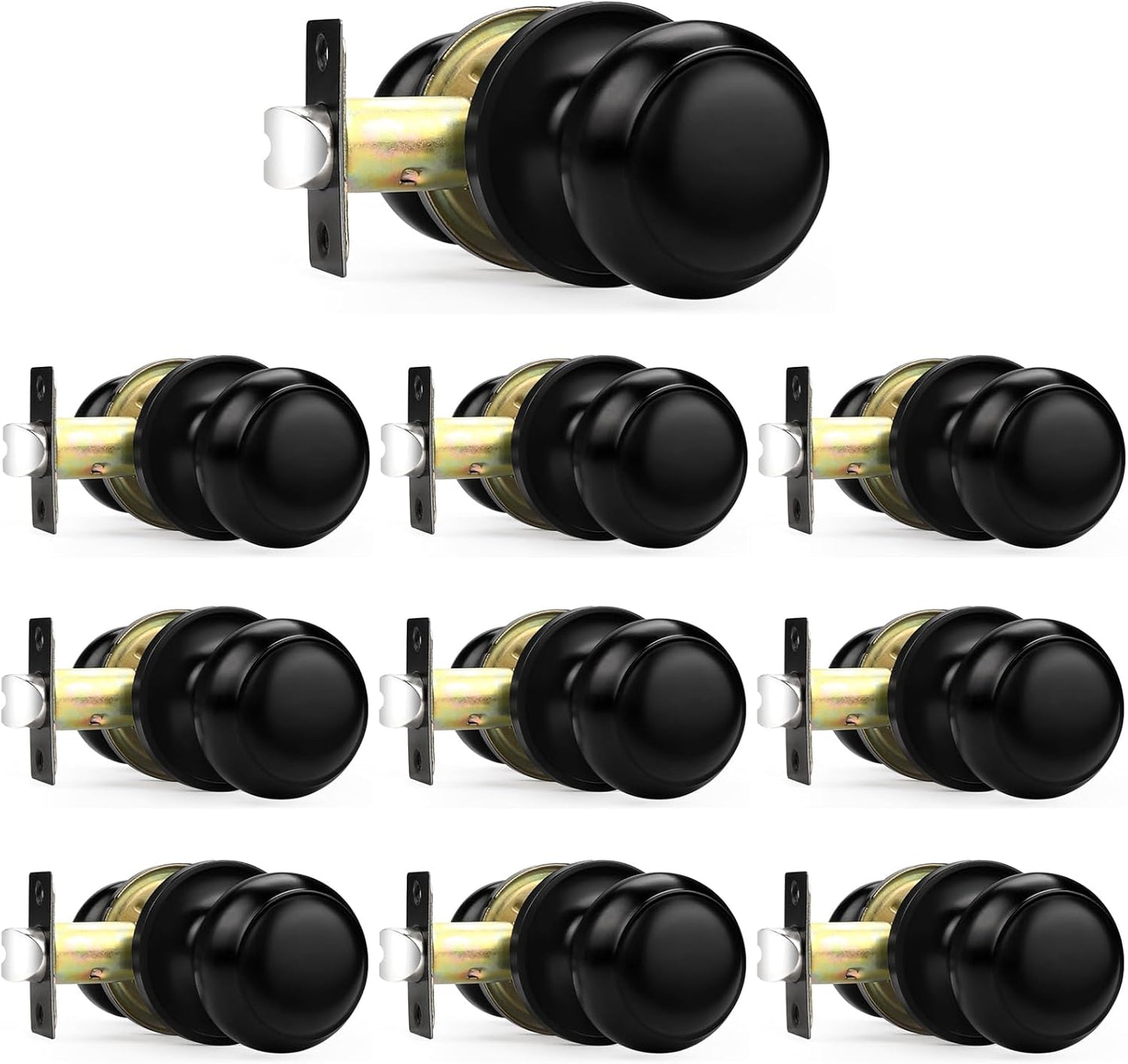 Probrico Black Door Knobs - Keyless Flat Ball Interior Knobs