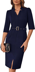 GRACE KARIN Women's Work Dress V Neck 3/4 Sleeve Bodycon - Office