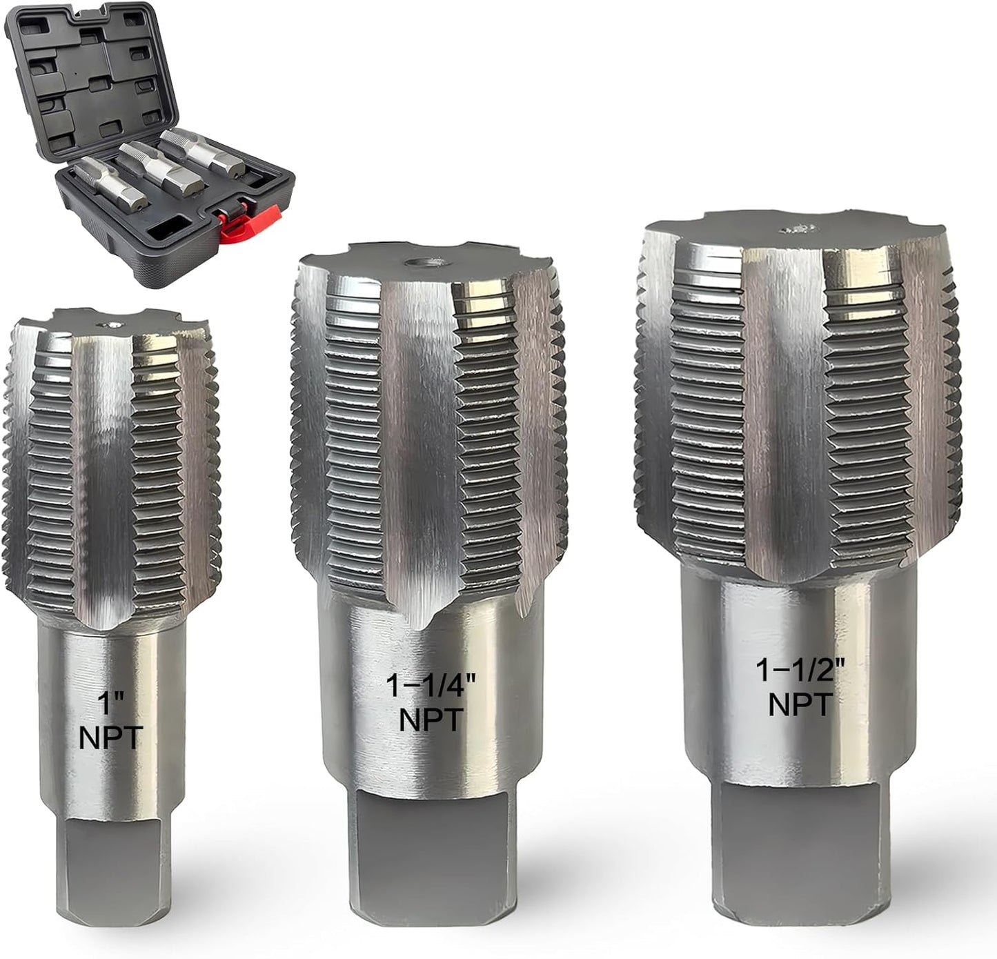 3-Piece NPT Pipe Tap Set for Accurate Threading Needs