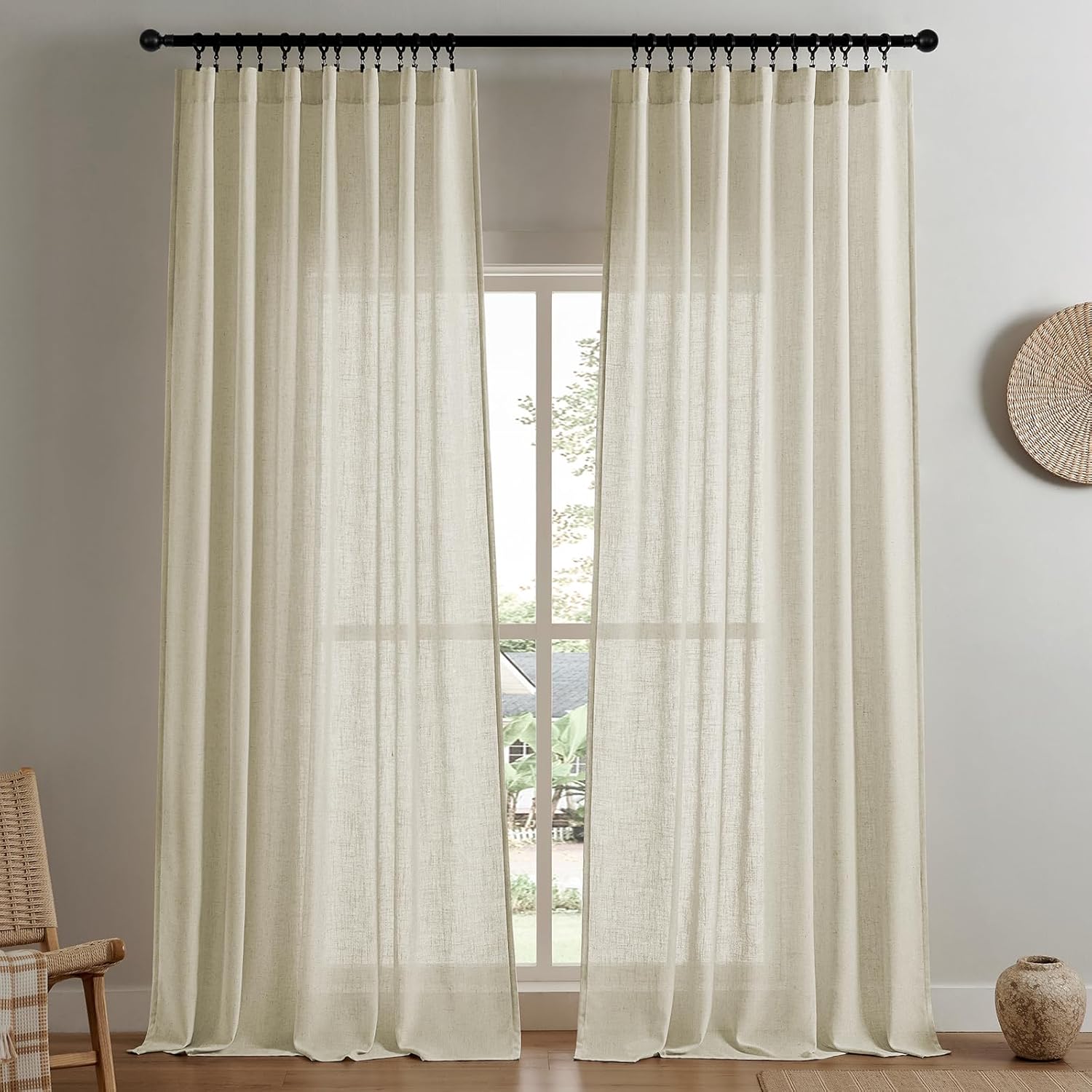 Joydeco Linen Curtains 84 Inch Length for Cozy Living Spaces