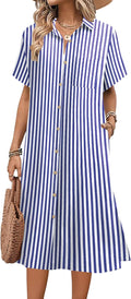 Womens Linen Button Down Midi Dress - Casual Summer Comfort