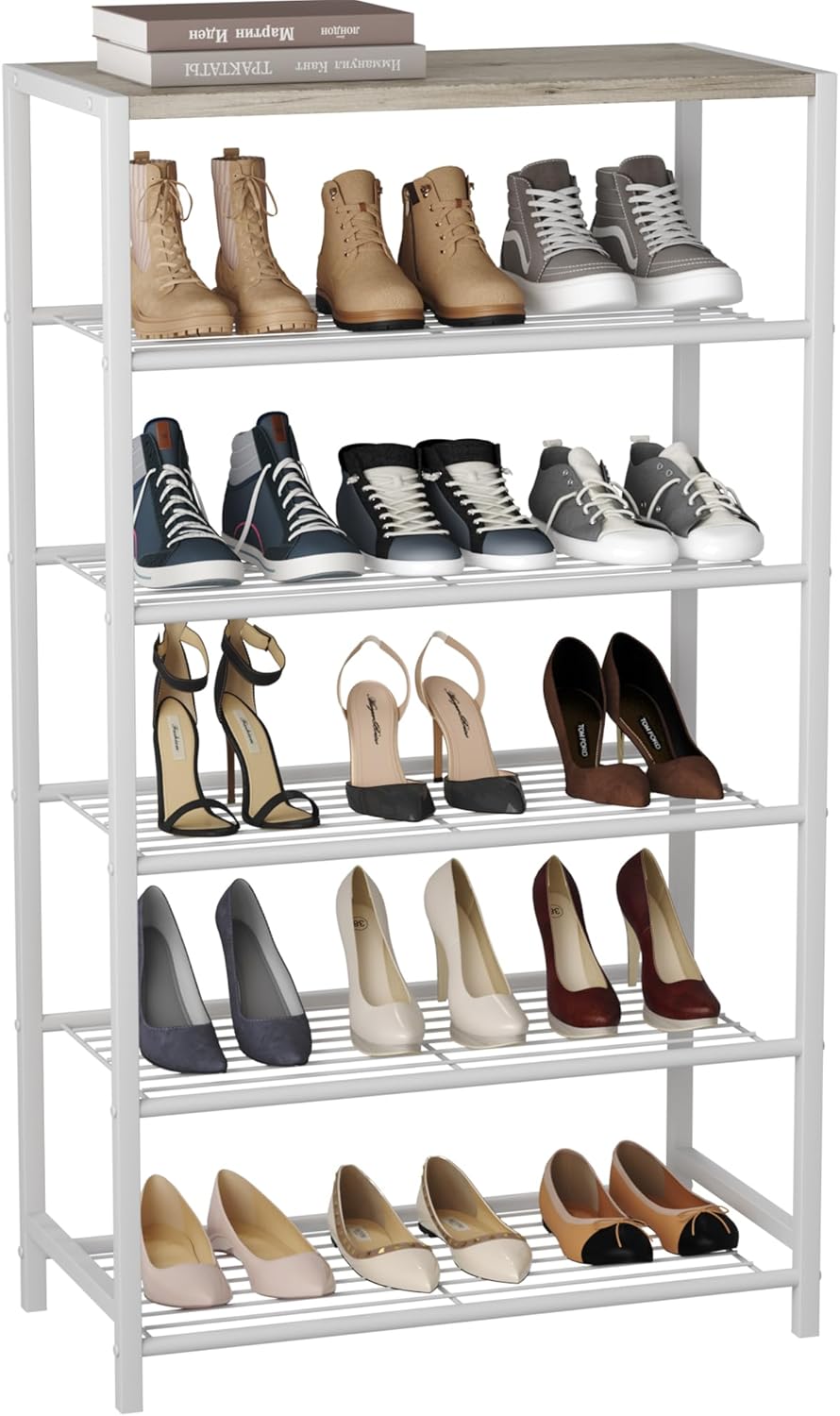 HOMEFORT 6-Tier Shoe Rack - Stylish Narrow Shoe Organizer