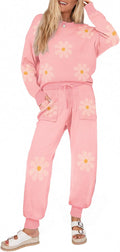 Ekouaer Women's 2 Piece Lounge Set Knit Sweatsuit Jogger Pants