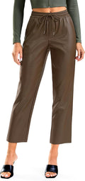SANTINY Faux Leather Pants High Waisted Straight Leg - Warm, Chic Fit