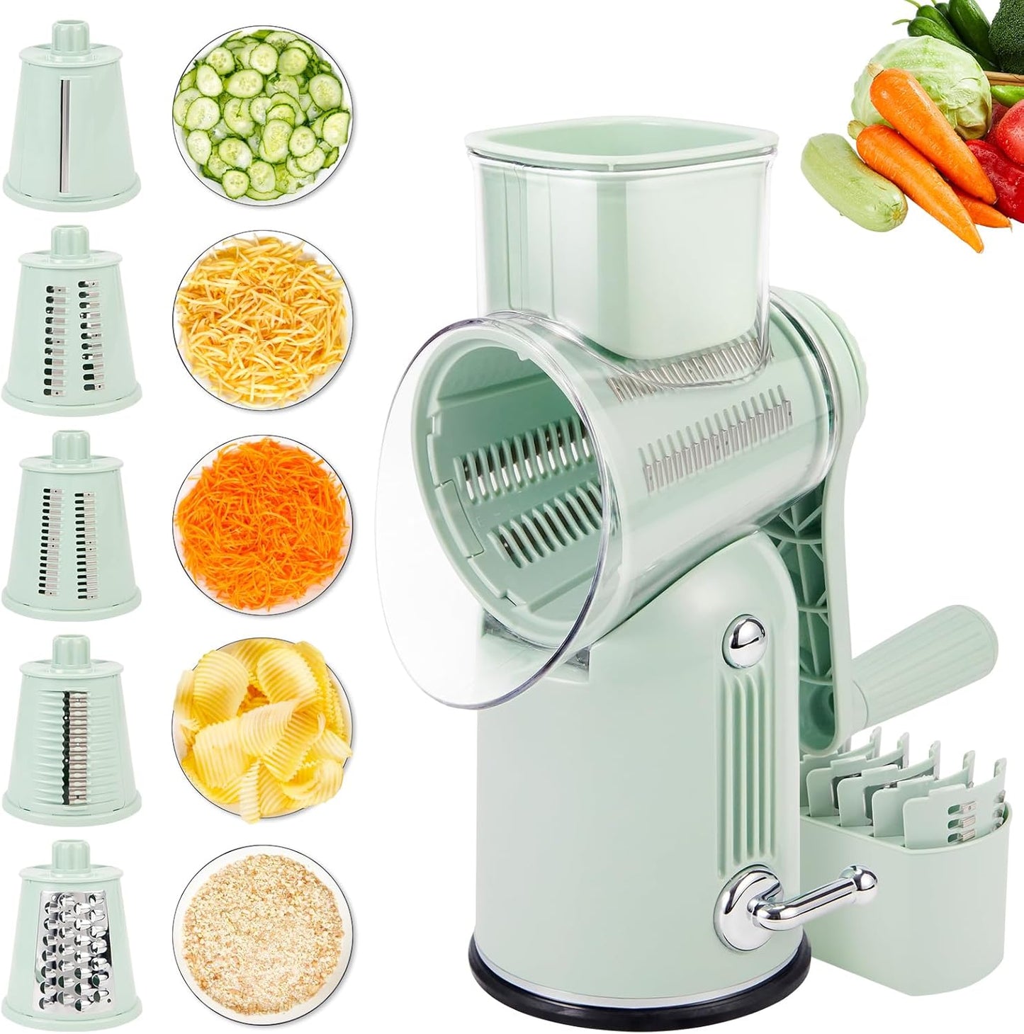 Rotary Cheese Grater with Handle: 5-in-1 Kitchen Essential