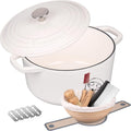 6QT Enameled Cast Iron Dutch Oven for Bread Baking - White