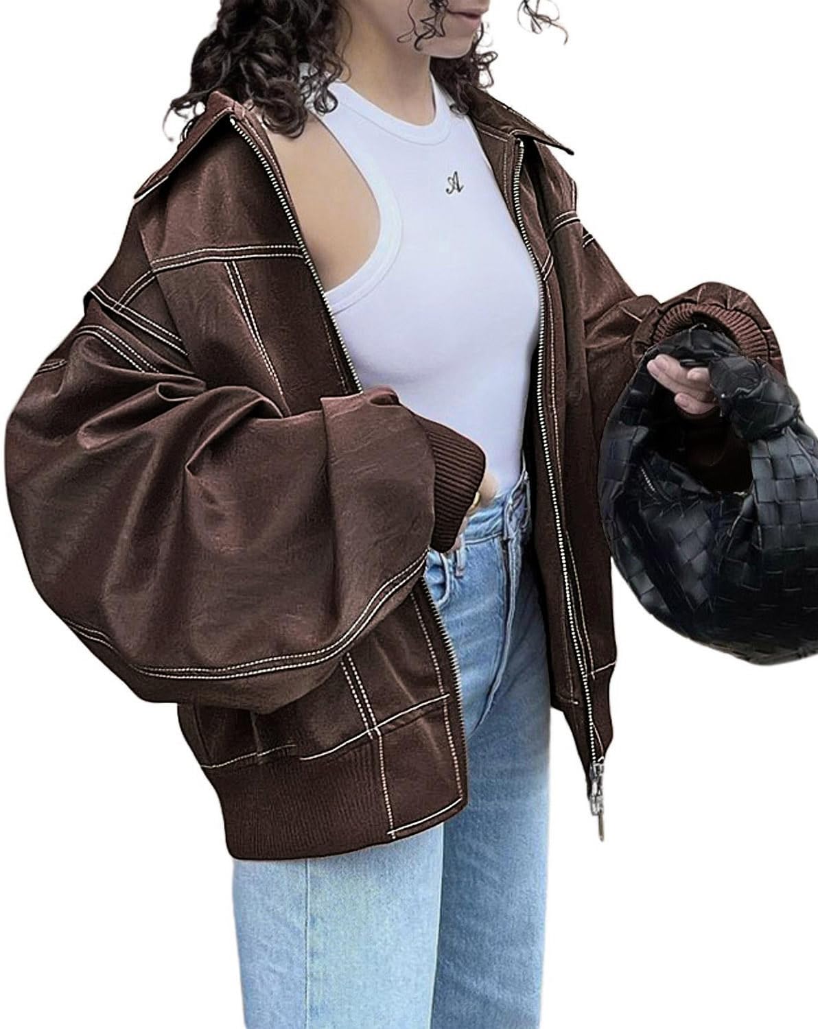 Faux Leather Motorcycle Jacket for Women - Stylish Winter Coat