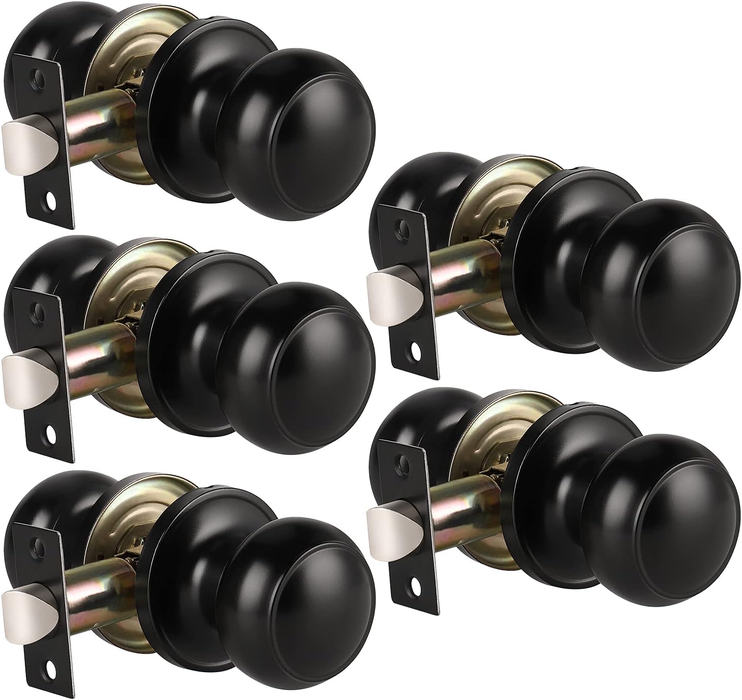 KNOBWELL Matte Black Passage Door Knobs for Hallway or Closet
