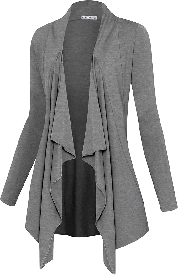 Lock and Love Women's Drape Front Open Cardigan for Plus Sizes