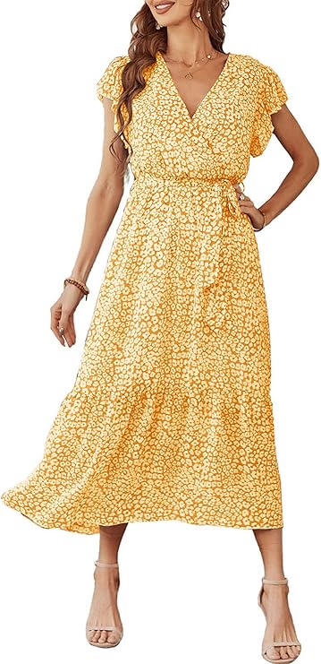 PRETTYGARDEN Women's Floral Summer Dress with Ruffle Hem