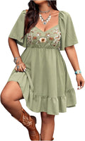 Flowing Plus Size Western Floral Dress for Warm Weather Outings