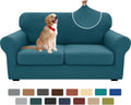 Couch Slipcover for 2 Cushion Loveseat - Super Stretch Peacock Blue