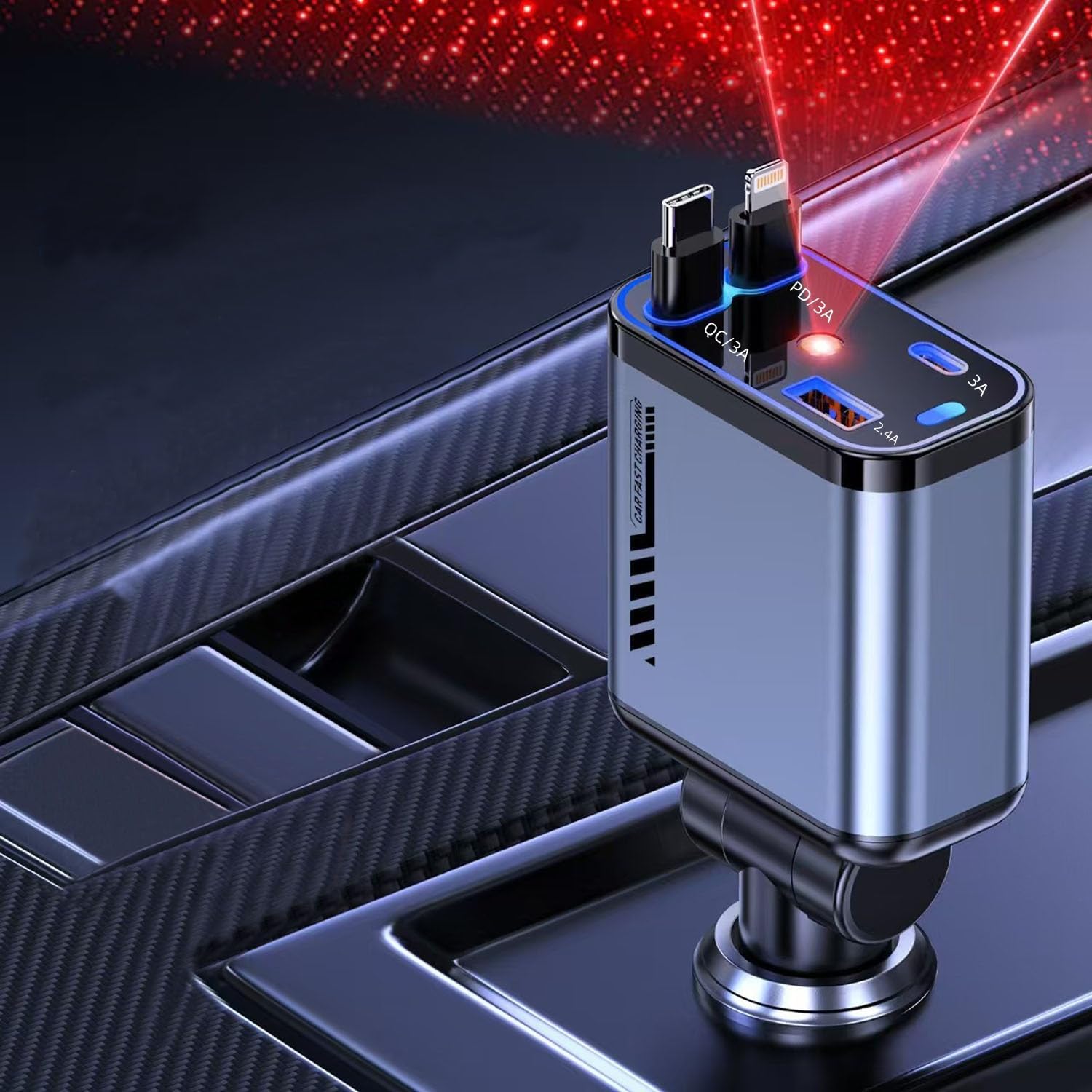 ADOBYO Retractable Car Charger - Ultra-Fast Charging