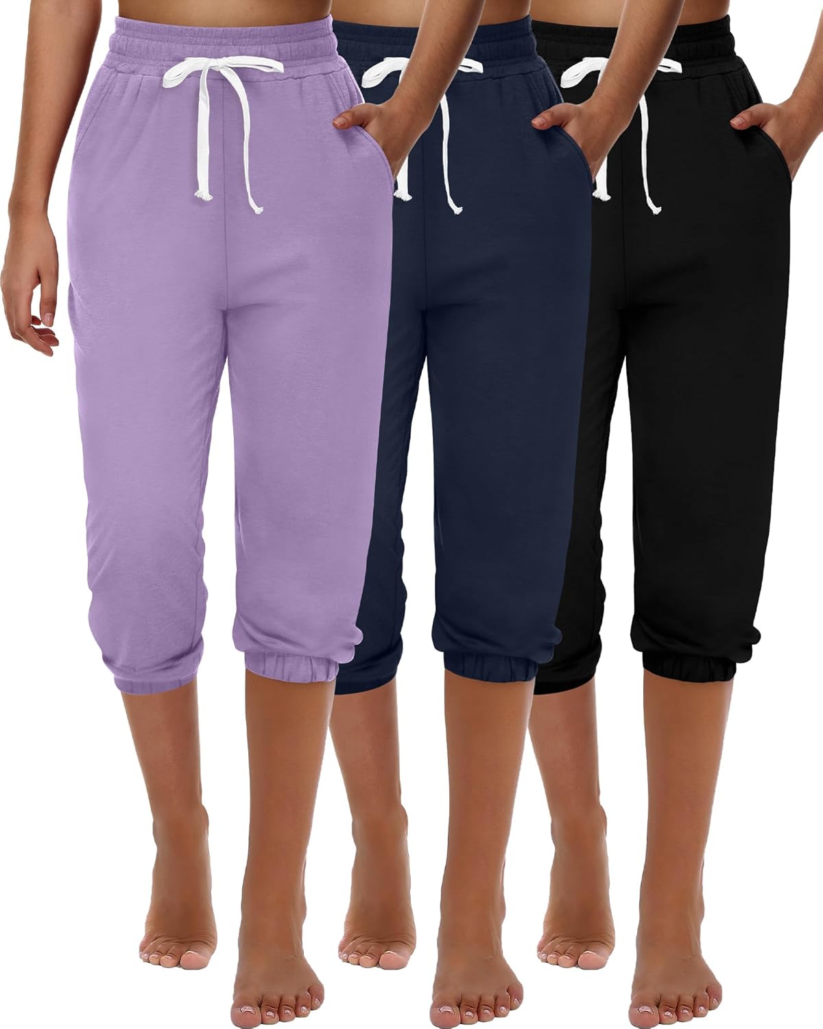 Ficerd Women's Capri Sweatpants Joggers for Summer Comfort