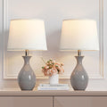 Grey Ceramic Bedside Lamps Set of 2 - Modern Nightstand Lighting