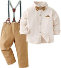 Baby Boy Dress Shirt with Bowtie Suspender Pants Suit