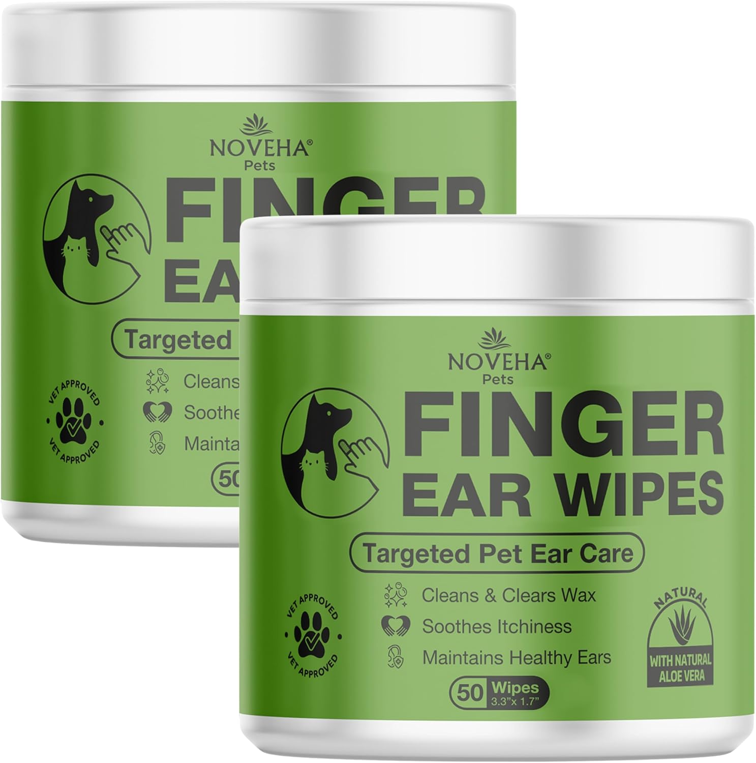 NOVEHA Dog Ear Wipes for Easy Cleaning of Pets' Ears