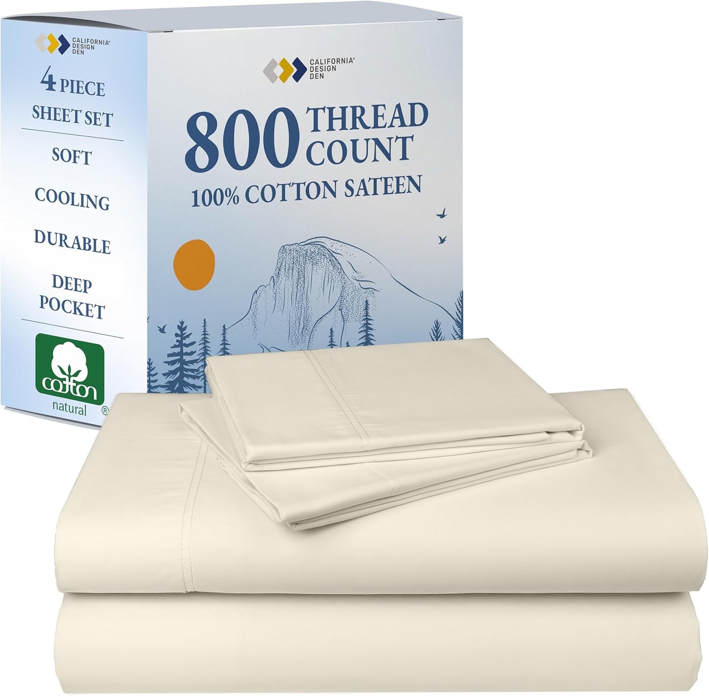 California Design Den Luxury King Bed Sheets - Soft 800 Thread Count