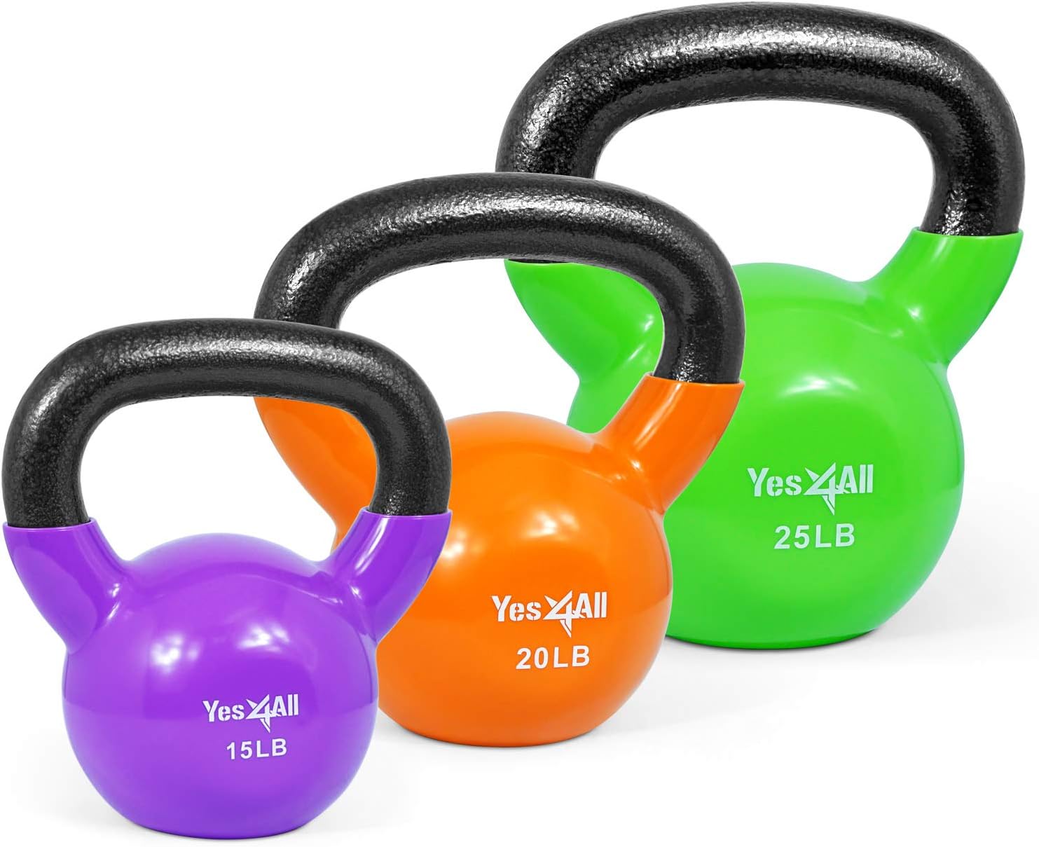 Yes4All Vinyl Coated Kettlebell Set: Full Body Workout Power
