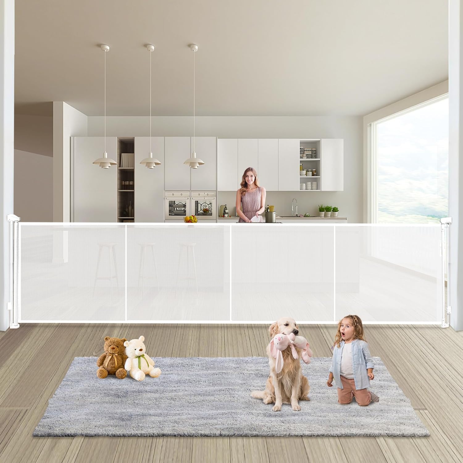Retractable Baby Gates Dog Gate - 200in Extra Wide Safety Gate
